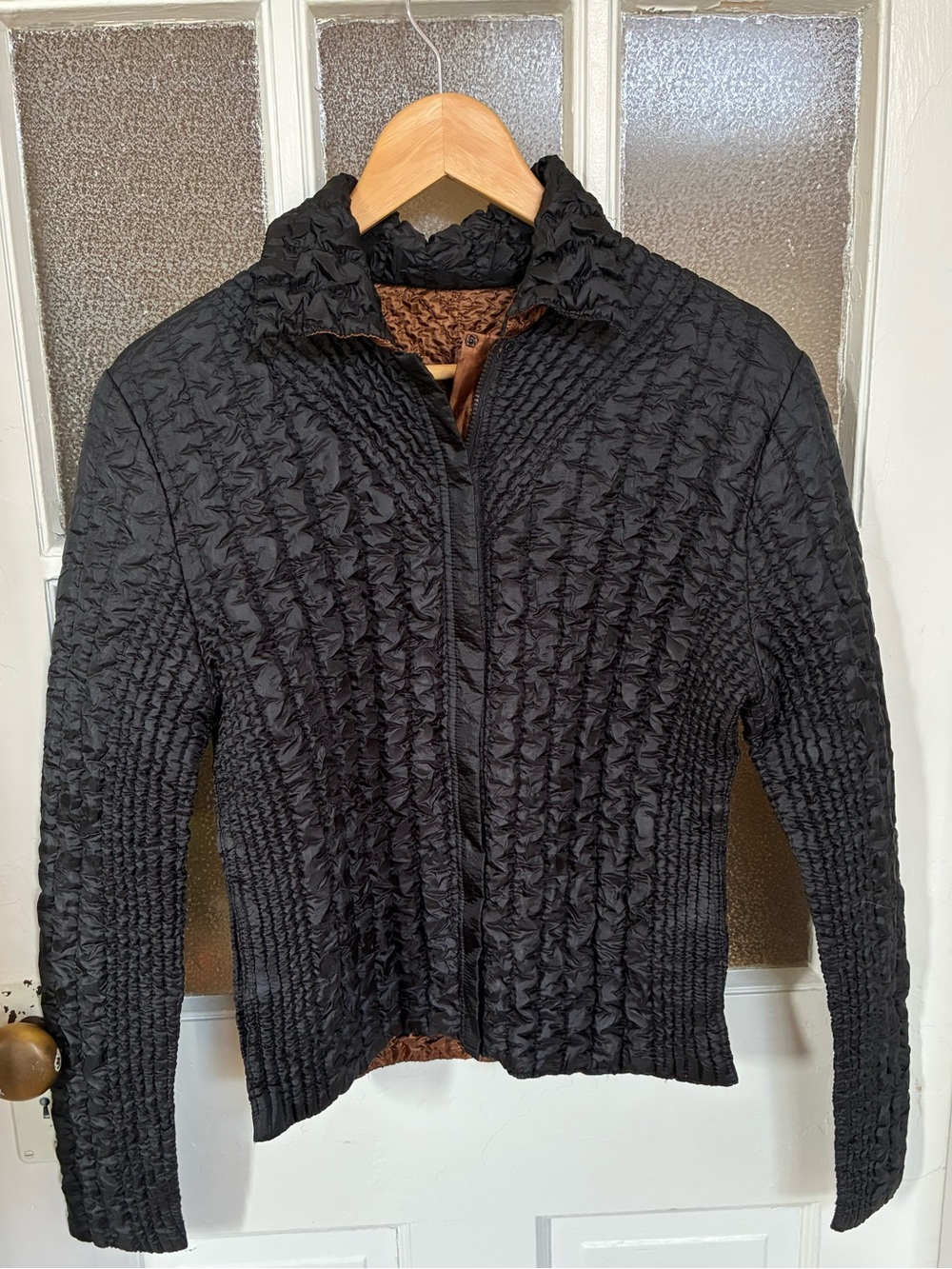 UBU Reversible Crinkle Jacket Black Bronze Brown Size S